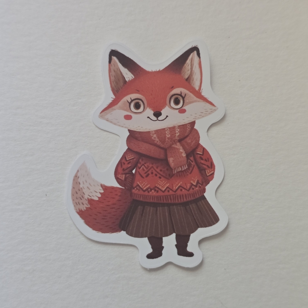 10/$10 Cute Fox Sticker with Red Sweater